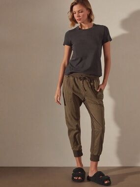 James Perse Mixed Media Pant Washed Army Green Size 1